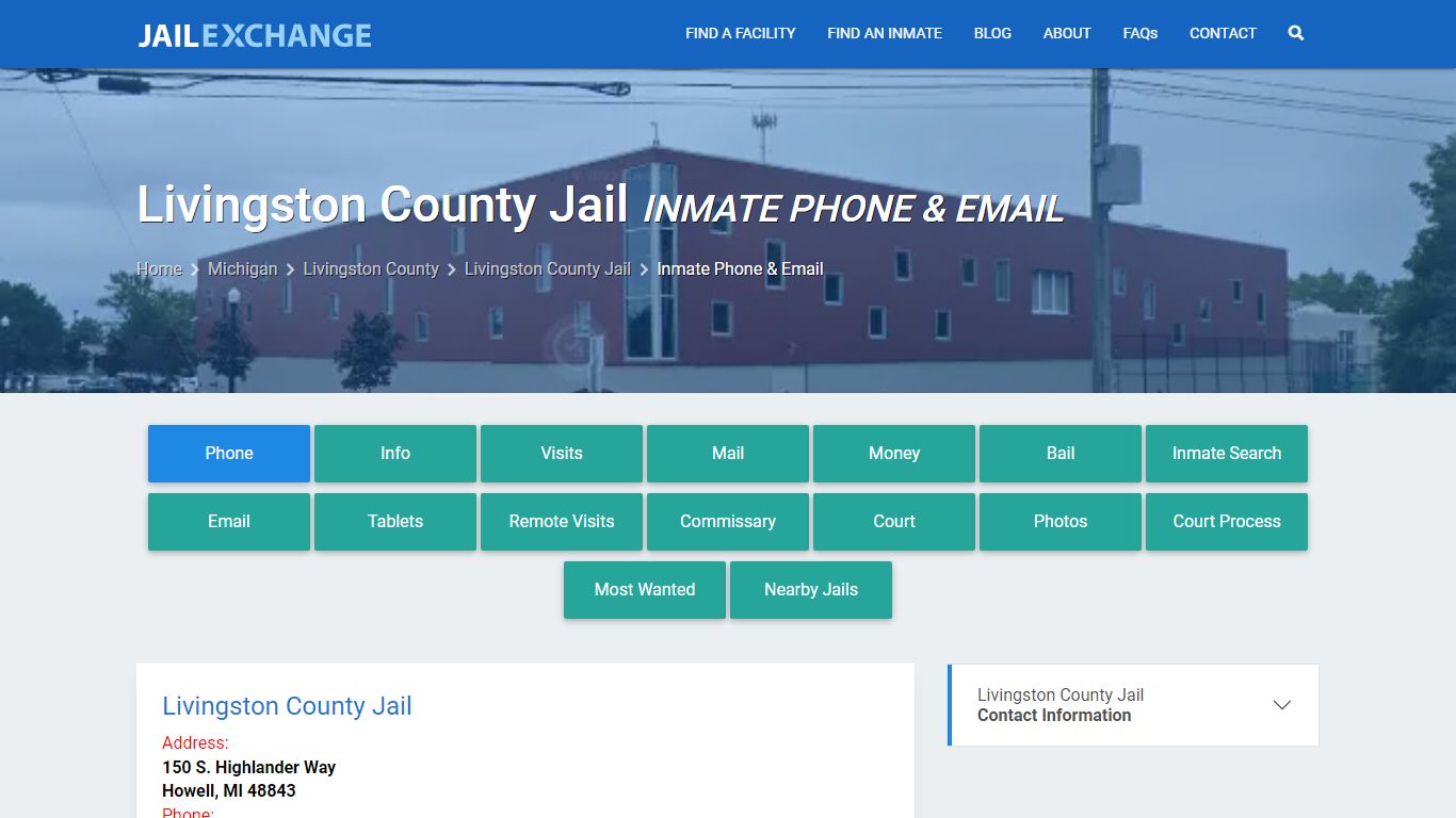 Inmate Phone - Livingston County Jail, MI - Jail Exchange
